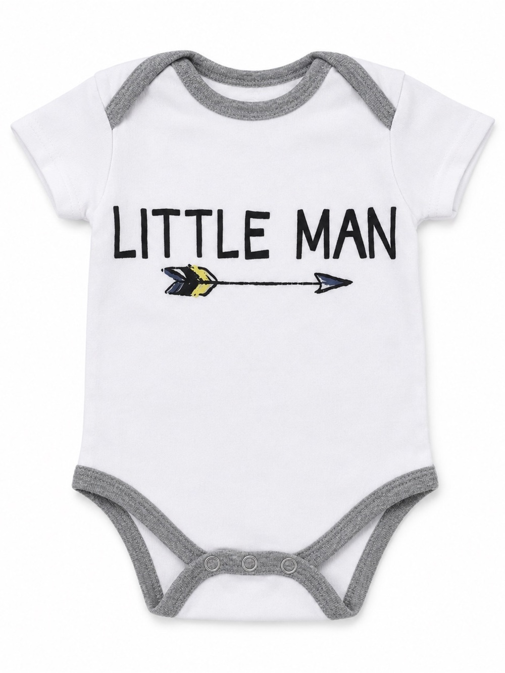 Quiltex White and Gray "Little Man" Baby Bodysuit